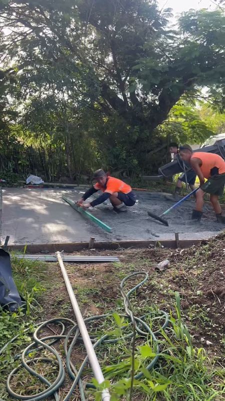 Screeding a fresh slab